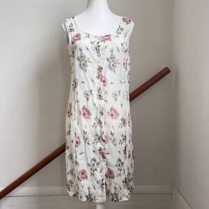 Vintage Floral Button Front Midi Dress Small Medium Church Boho Soft Girl Fairy